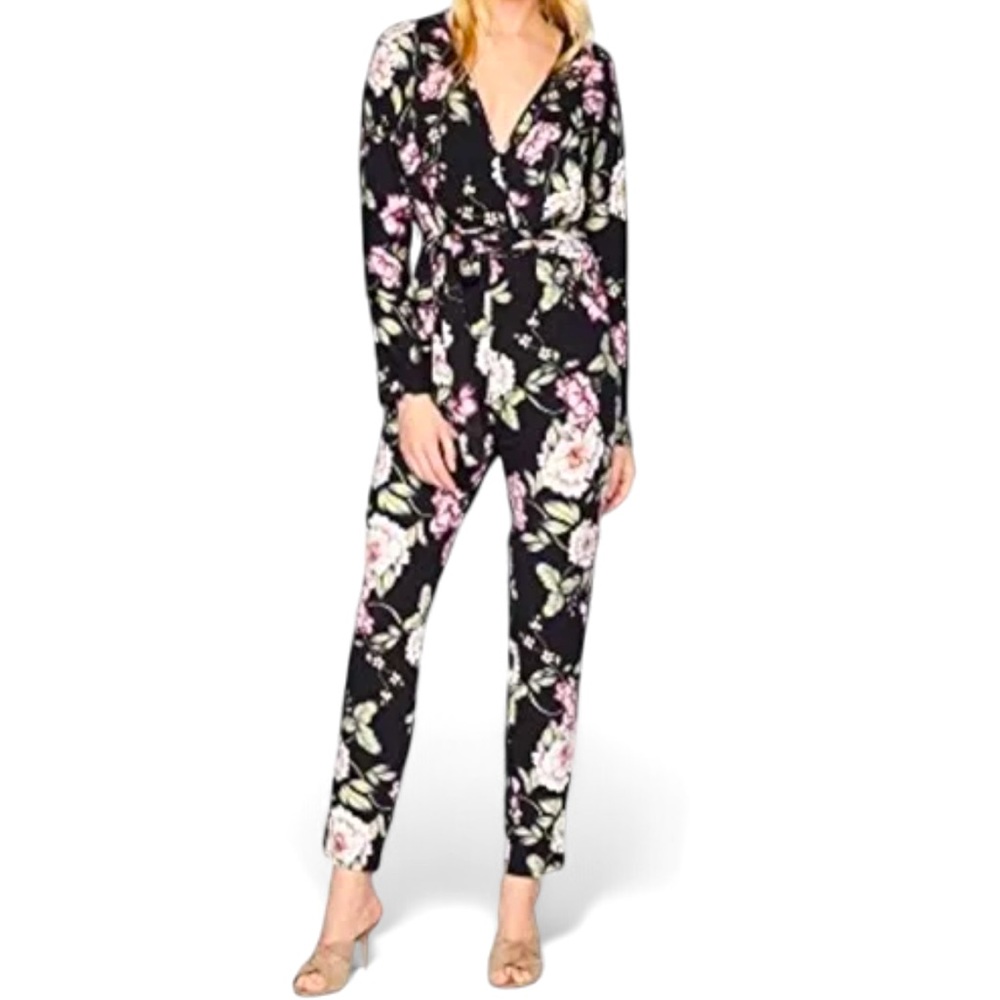 💐 Yumi Kim Black Floral Wrap Jumpsuit, Size S